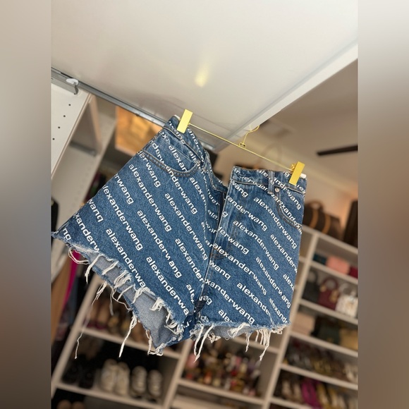 Alexander Wang Logo Print Denim Shorts - Picture 2 of 3